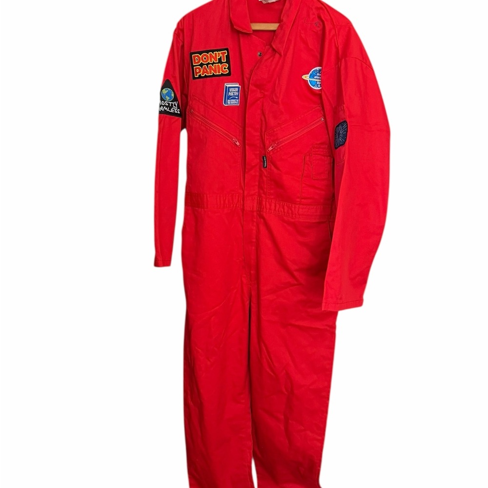 Red Astronaut Jumpsuit with Patches